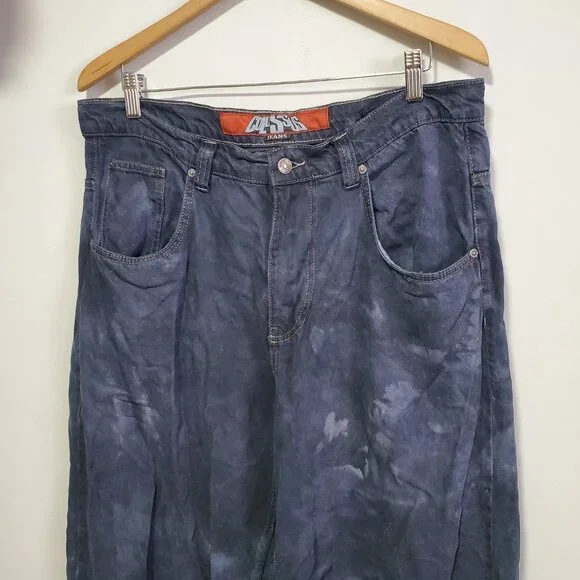 JADED LONDON Low-Rise Colossus Fit Jeans Extreme Wide Bleach Dye Womens 14 x 31" - Picture 5 of 16